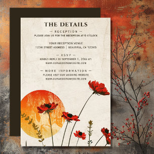 Tarjeta De Recepción Detalles del Boda del atardecer de flores silvestr