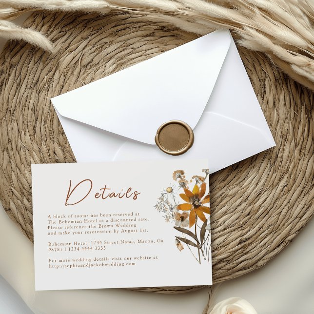Tarjeta De Recepción Detalles del Boda del Boho de Flor Silvestre Cream (Subido por el creador)