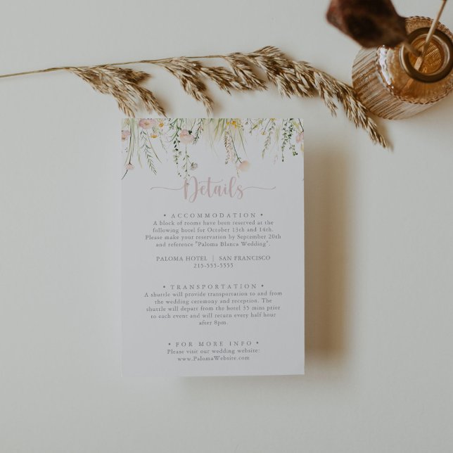 Tarjeta De Recepción Detalles del Boda del Boho Wildflower verde (Subido por el creador)