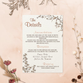 Tarjeta De Recepción Detalles del Boda del Boho Wildlfower rústico