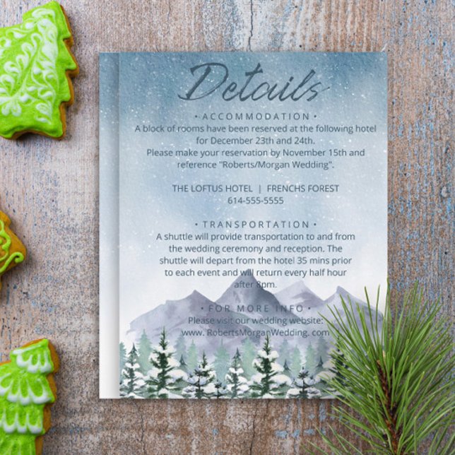 Tarjeta De Recepción Detalles del Boda del bosque de montaña Snowy en i (Subido por el creador)