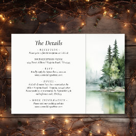 Tarjeta De Recepción Detalles del Boda del Bosque del Lago Rústico de M