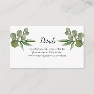 Tarjeta De Recepción Detalles del Boda del bosque Eucalyptus Greenery