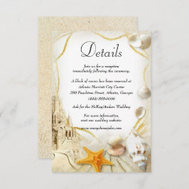 Tarjeta De Recepción Detalles del Boda del Castillo de Arena de Playa