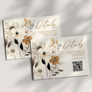 Tarjeta De Recepción Detalles del Boda del código QR de Flor silvestre 