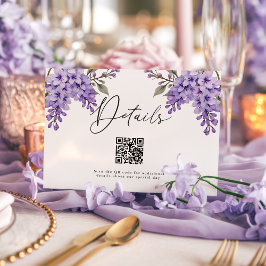Tarjeta De Recepción Detalles del Boda del código QR de la glicinia flo