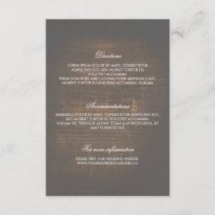 Tarjeta De Recepción Detalles del Boda del Confetti Rustic Wood Gold