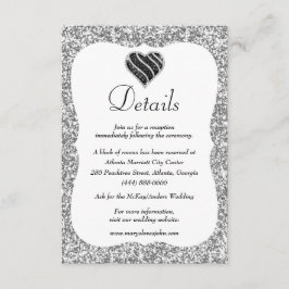 Tarjeta De Recepción Detalles del Boda del corazón blanco y negro Purpu