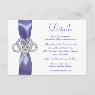 Tarjeta De Recepción Detalles del Boda del corazón con infinito azul pú
