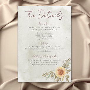 Tarjeta De Recepción Detalles del Boda del corazón del Boho de los gira