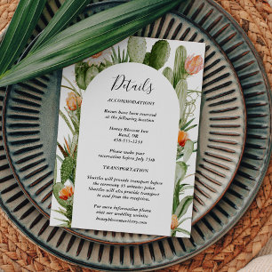 Tarjeta De Recepción Detalles del Boda del Desierto Floral Cactus