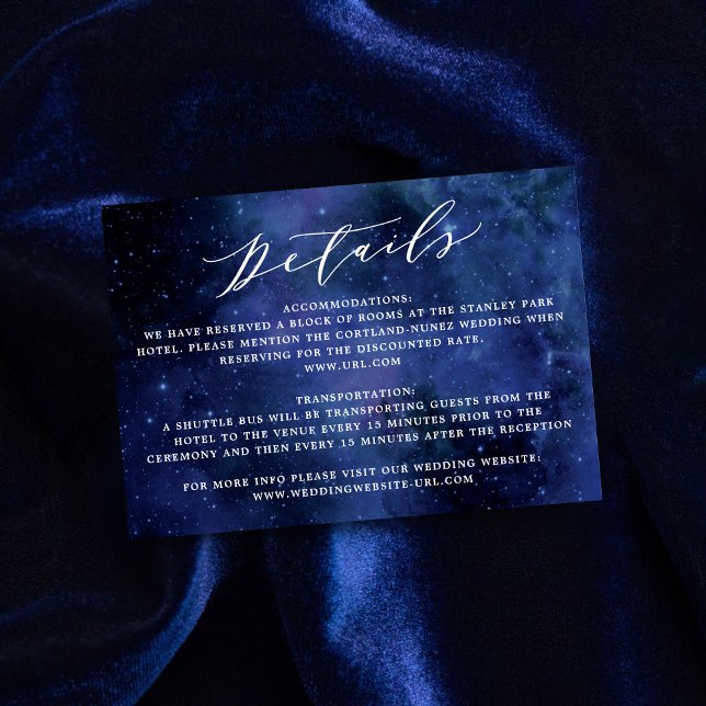 Tarjeta De Recepción Detalles del Boda del espacio astronómico bajo las (Subido por el creador)