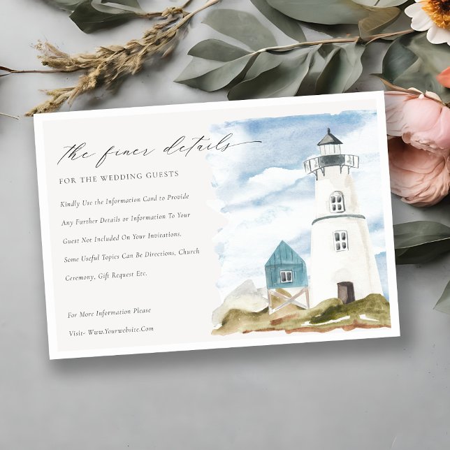 Tarjeta De Recepción Detalles del Boda del faro Dusky Aqua (Subido por el creador)