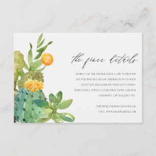 Tarjeta De Recepción Detalles del Boda del follaje amarillo Cactus Sucu