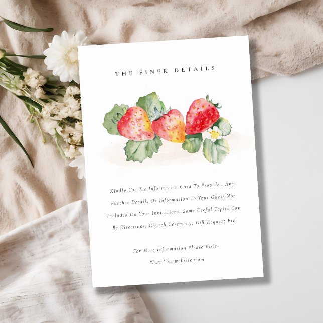 Tarjeta De Recepción Detalles del Boda del follaje de fresa roja curada (Subido por el creador)