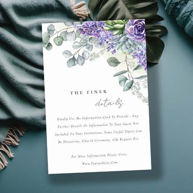 Tarjeta De Recepción Detalles del Boda del follaje eucalipto de Lilac (Subido por el creador)