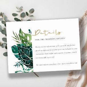 Tarjeta De Recepción Detalles del Boda del follaje verde de Monstera Tr