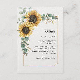 Tarjeta De Recepción Detalles del Boda del girasol de color agua Eucaly