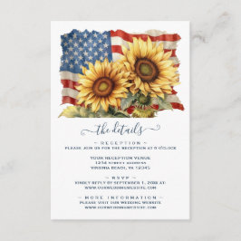 Tarjeta De Recepción Detalles del Boda del girasol de la bandera estado