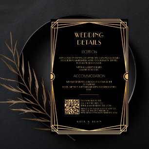 Tarjeta De Recepción Detalles del Boda del guión clásico de oro