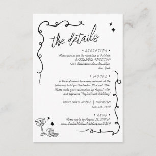 Tarjeta De Recepción Detalles del Boda del guión de dibujos animados de