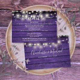 Tarjeta De Recepción Detalles del Boda del guión de las luces de cadena