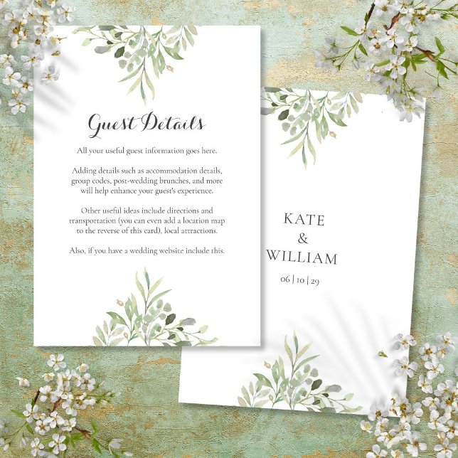 Tarjeta De Recepción Detalles del Boda del guión de verde (Subido por el creador)
