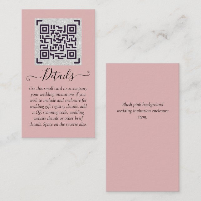 Tarjeta De Recepción Detalles del Boda del hotel RSVP del código QR del (Anverso / Reverso)