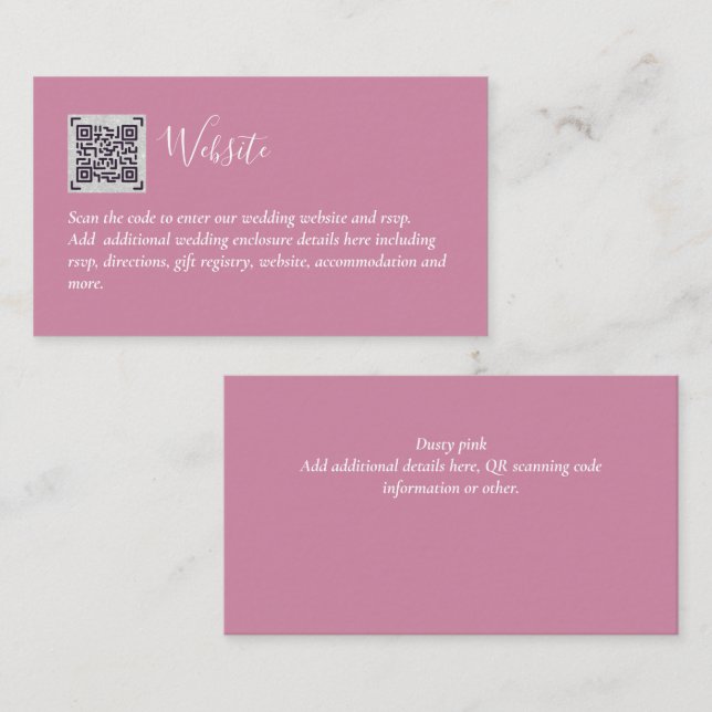 Tarjeta De Recepción Detalles del Boda del hotel RSVP del código QR del (Anverso / Reverso)