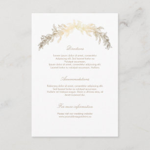 Tarjeta De Recepción Detalles del Boda del Laurel de oro Insertar