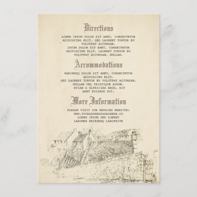 Tarjeta De Recepción Detalles del Boda del libro de historias antiguas  (Anverso)