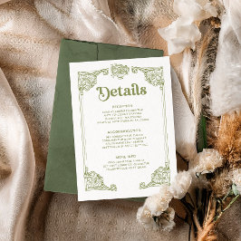Tarjeta De Recepción Detalles del Boda del marco de la época verde de o