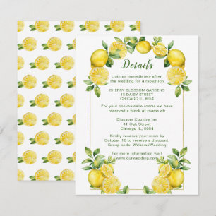 Tarjeta De Recepción Detalles del Boda del marco de vegetación de limón