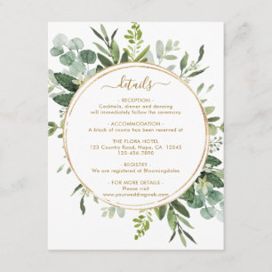 Tarjeta De Recepción Detalles del Boda del marco del círculo verde del