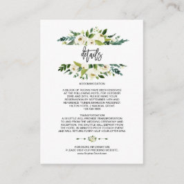 Tarjeta De Recepción Detalles del Boda del marco floral blanco de color