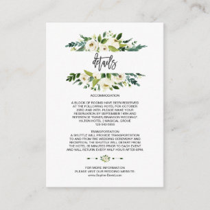 Tarjeta De Recepción Detalles del Boda del marco floral blanco de color