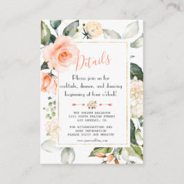 Tarjeta De Recepción Detalles del Boda del marco floral de color de agu