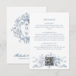 Tarjeta De Recepción Detalles del Boda del Monograma de Regencia de Vin