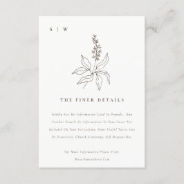 Tarjeta De Recepción Detalles del Boda del monograma del bosquejo flora