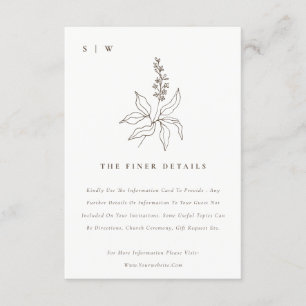 Tarjeta De Recepción Detalles del Boda del monograma del bosquejo flora
