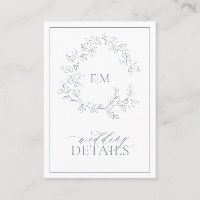 Tarjeta De Recepción Detalles del Boda del monograma del Escudo de la l (Anverso)