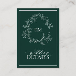 Tarjeta De Recepción Detalles del Boda del Monograma Escudo de la Leafy