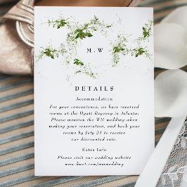 Tarjeta De Recepción Detalles del Boda del Monograma Eucalyptus Wreath