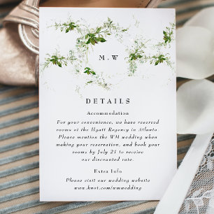 Tarjeta De Recepción Detalles del Boda del Monograma Eucalyptus Wreath