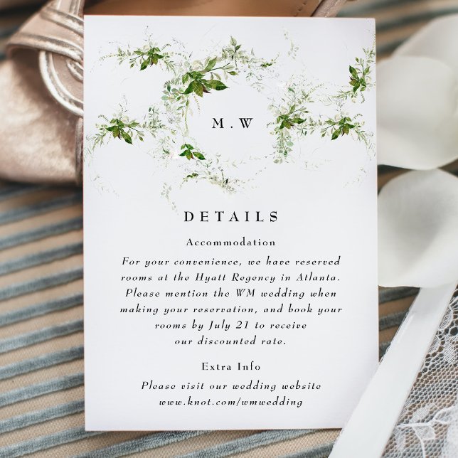 Tarjeta De Recepción Detalles del Boda del Monograma Eucalyptus Wreath (Subido por el creador)