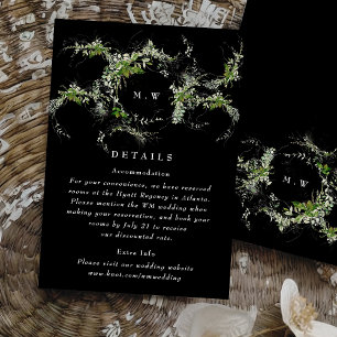 Tarjeta De Recepción Detalles del Boda del Monograma Eucalyptus Wreath