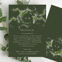 Tarjeta De Recepción Detalles del Boda del Monograma Verde Eucalyptus W