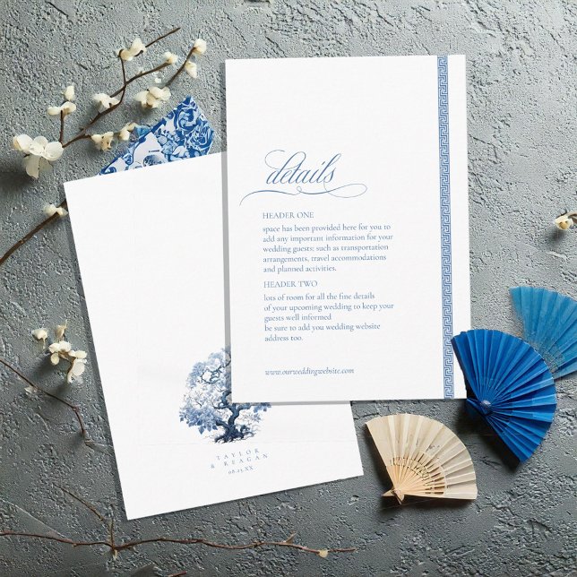 Tarjeta De Recepción Detalles del Boda del motivo del árbol Chinoiserie (Subido por el creador)