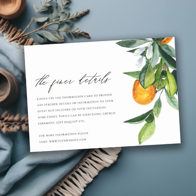 Tarjeta De Recepción Detalles del Boda del Naranja del Citrus Boho Bota (Subido por el creador)
