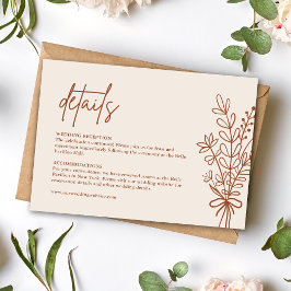 Tarjeta De Recepción Detalles del Boda del Naranja Quemado de Boho Terr